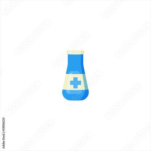 Medical bottle with label. Flat vector illustration.
