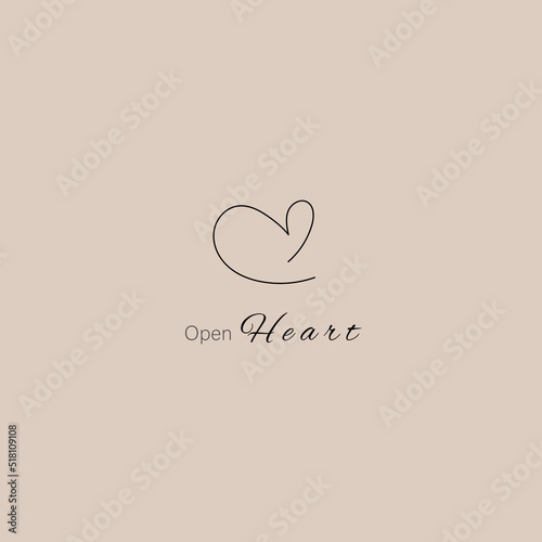 open heart, vector logo, line design