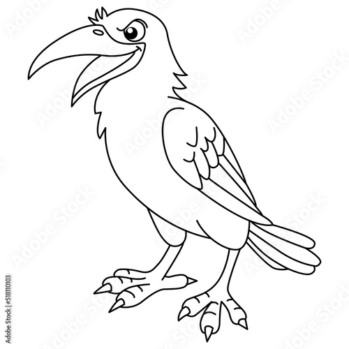 Cute crow cartoon coloring page illustration vector. For kids coloring book.