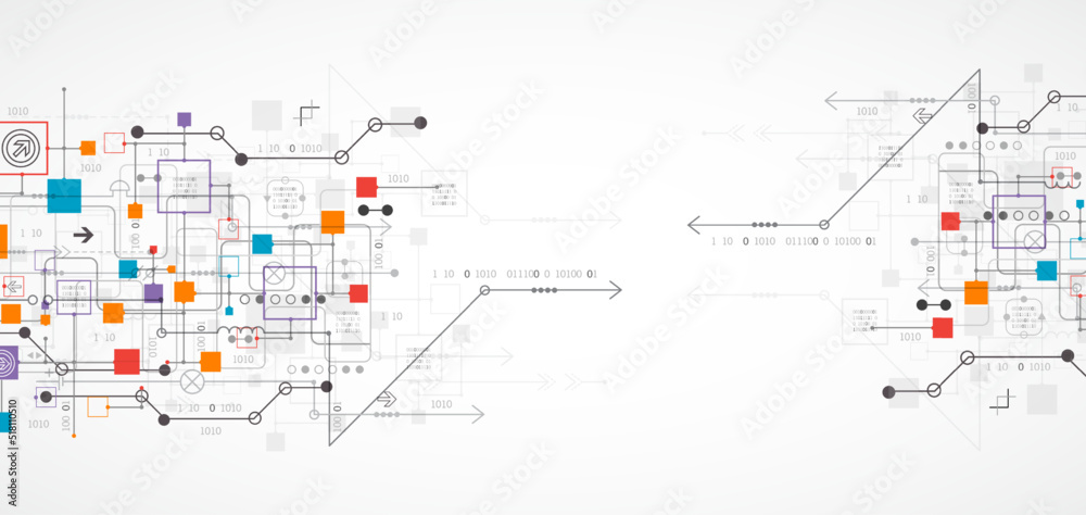 Abstract technology concept. Circuit board, high computer color background. Vector illustration with space for content, web - template, business tech presentation. Abstract technology concept. Circuit board, high computer color background. Vector illustration with space for content, web - template, business tech presentation.