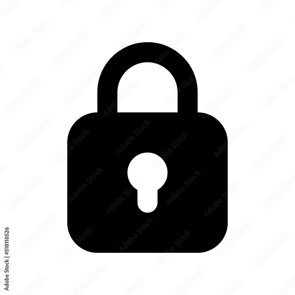 Locked padlock black glyph ui icon. Restrict access. Security settings. User interface design. Silhouette symbol on white space. Solid pictogram for web, mobile. Isolated vector illustration Locked padlock black glyph ui icon. Restrict access. Security settings. User interface design. Silhouette symbol on white space. Solid pictogram for web, mobile. Isolated vector illustration