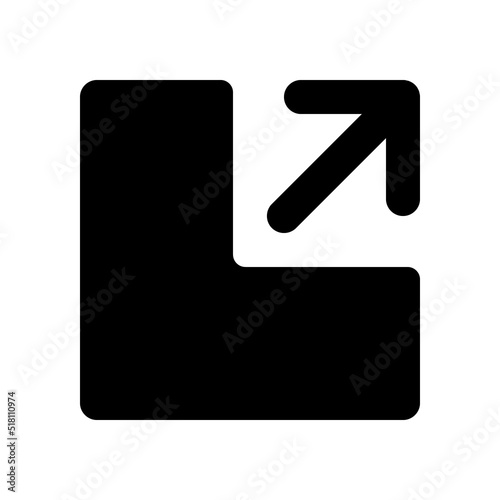 Resize black glyph ui icon. Change size of window. Optimize format. User interface design. Silhouette symbol on white space. Solid pictogram for web, mobile. Isolated vector illustration