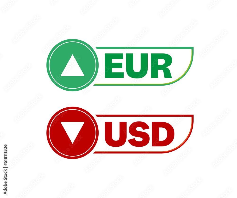 EUR USD symbol icon up down currency forex sign.