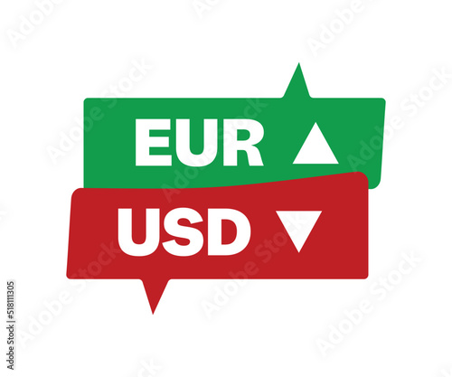 EUR USD symbol icon up down currency forex sign.