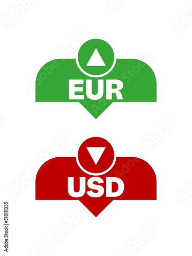 EUR USD symbol icon up down currency forex sign.
