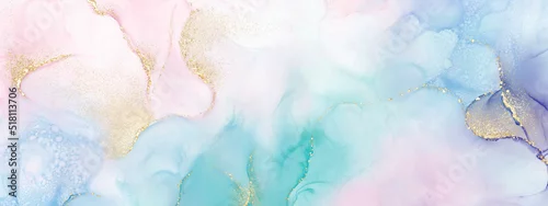 Panel kuchenny z motywem Abstract fluid art with colorful alcohol ink technique and golden