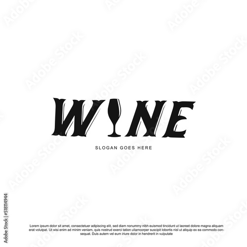 Vintage lettering Wine logo vector.