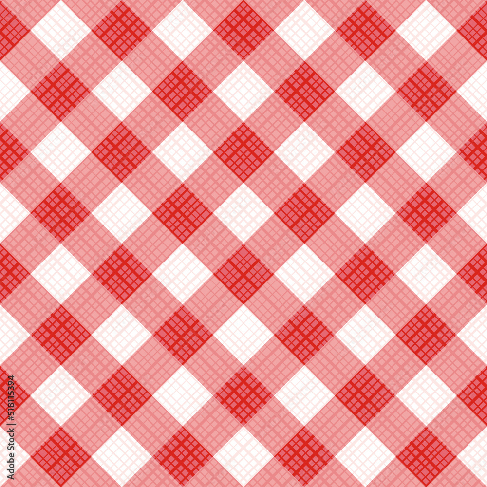 Seamless red gingham fabric cloth, tablecloth, pattern, swatch, background, or wallpaper with fabric texture visible. Single tile here.
Seamless red gingham fabric cloth, tablecloth, pattern, swatch, background, or wallpaper with fabric texture visible. Single tile here.