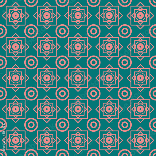 Square and circle seamless pattern on green background  pastel color seamless pattern on green back ground