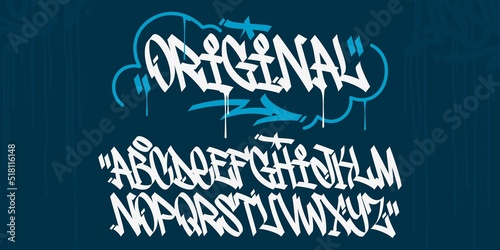 Flat Bold Abstract Handwritten Hiphop Graffiti Street Art Style Font Alphabet Vector Illustration Template