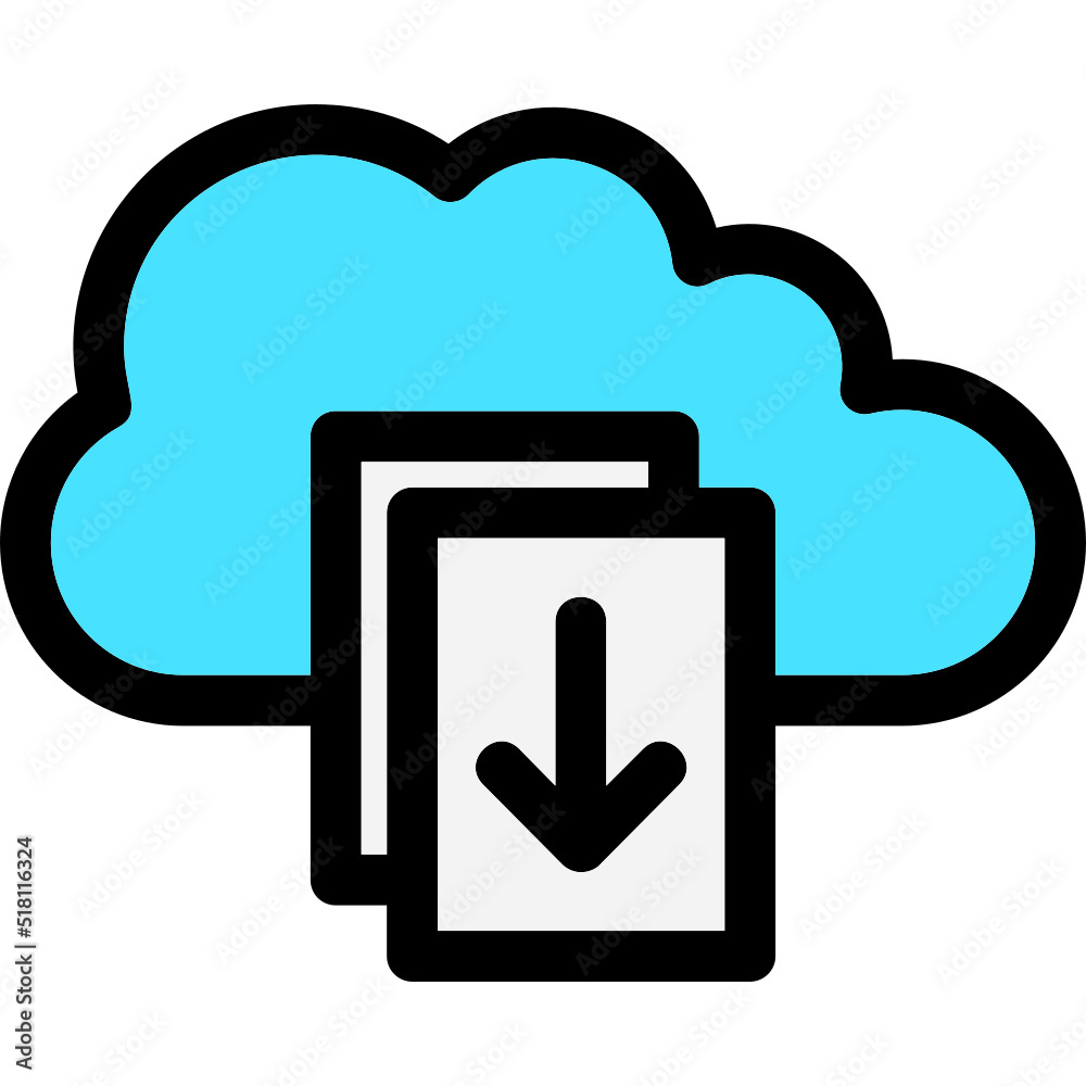 Download File on Cloud Icon Download File on Cloud Icon