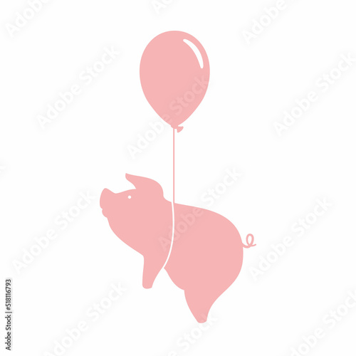 Flying pig and balloon