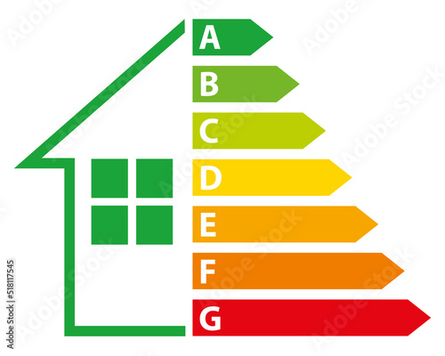 Diagnostic de performance énergétique. Icône dépense énergétique habitation immobilier. Illustration vectorielle VI. Maison verte.