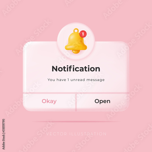 3D Reminder, Notifications page with floating elements. Business planning, events, date reminder, or timetable concept. Vector Illustration in minimal 3D style