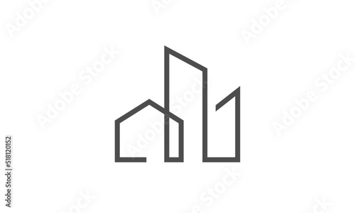 Apartment logo design template with creative line building concept
