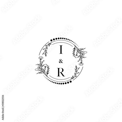IR wedding floral circle initial concept high quality logo design