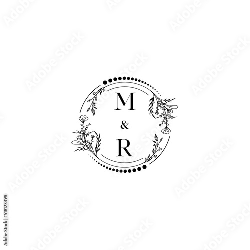 MR wedding floral circle initial concept high quality logo design