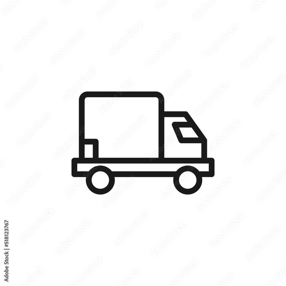 Road, transport, traffic sign. Vector symbol perfect for adverts, store, shops, books. Editable stroke. Line icon of truck