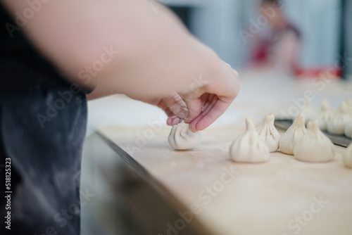 The process of making homemade dumplings.Russian food.