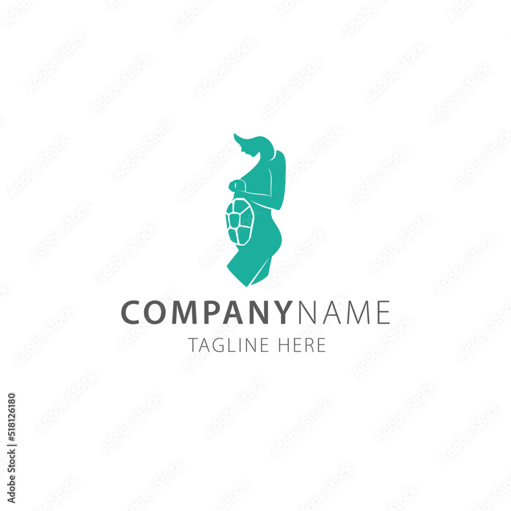 pregnant woman silhouette protected by turtle logo vector illustration pregnant woman silhouette protected by turtle logo vector illustration