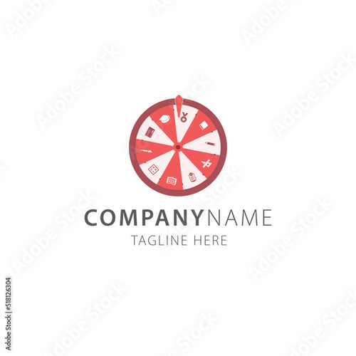 Wheel of luck roulette back to school vector logo illustration