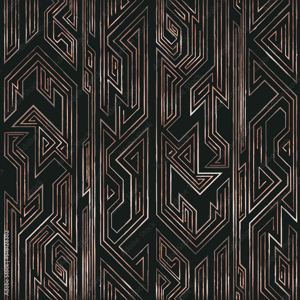 Copper color geometric seamless pattern