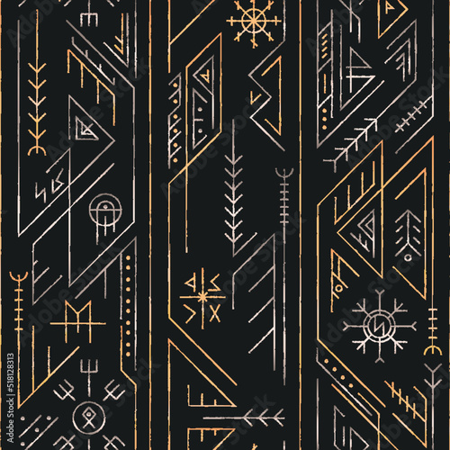 Gold viking seamless pattern