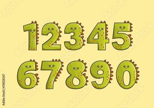 Cute dinosaurus collection with numbering for birthday party, kid education, ornament, element, etc photo