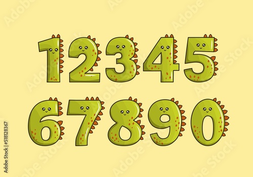 Cute dinosaurus collection with numbering for birthday party, kid education, ornament, element, etc