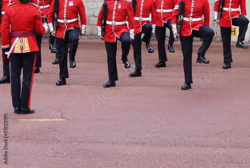 A moment of the changing of the guard at Windsor Castle, England