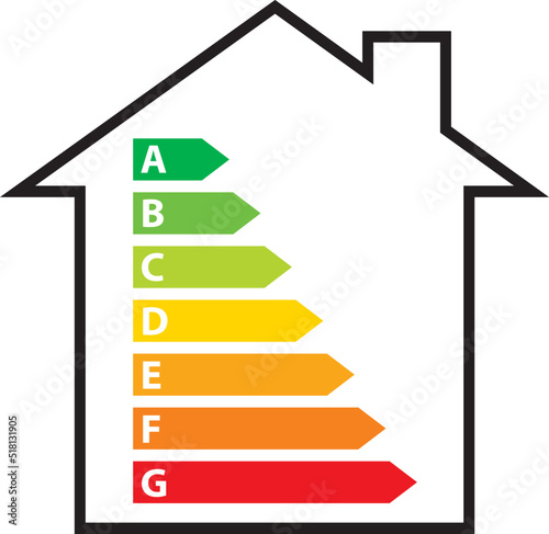 Diagnostic de performance énergétique. Icône dépense énergétique habitation immobilier. Illustration vectorielle VIII.