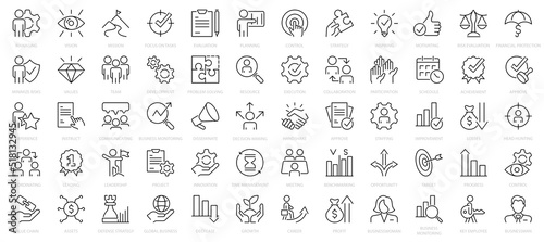 Management line icon set. Business and management collection. Manager  teamwork  strategy  marketing  business  planning.