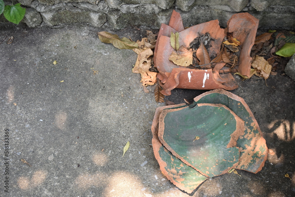 Obraz premium plant pots construction crack, worker, hands, work, people, nature, concrete, food, stone, art, hands, working