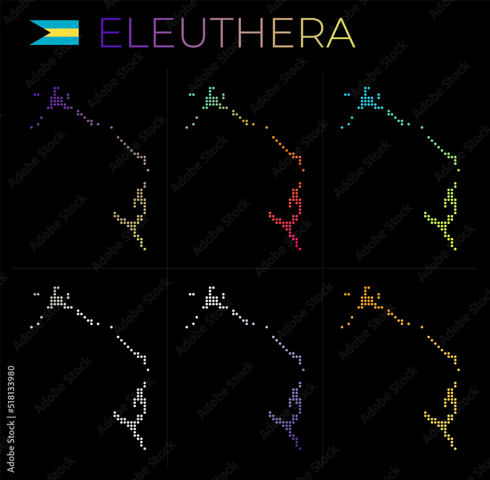 Eleuthera dotted map set. Map of Eleuthera in dotted style. Borders of ...