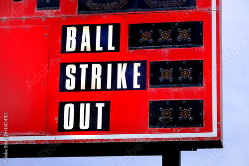 Photography Red Baseball Scoreboard Ball Strike Out