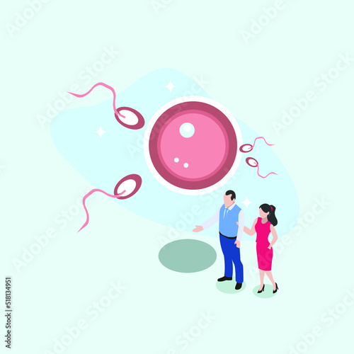 Human reproduction and family planning isometric 3d vector illustration concept for banner, website, illustration, landing page, flyer, etc.