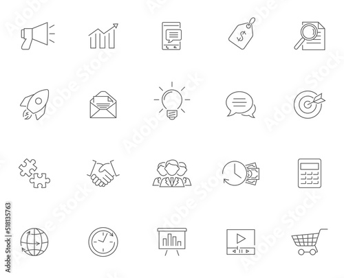 Vector business marketing line icons. Editable stroke