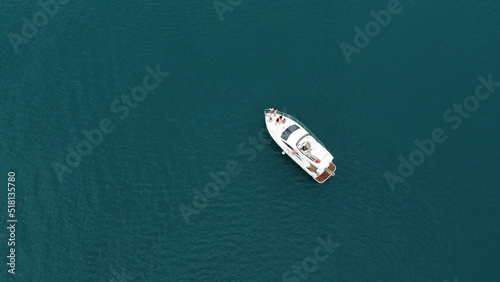 A yacht in the middle of the ocean. Drone photo © Georgii
