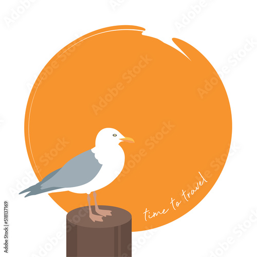 happy summer sun holiday design with sea gull