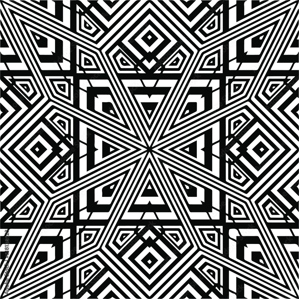 Abstract background with black and white pattern. Unique geometric vector swatch. Perfect for site backdrop, wrapping paper, wallpaper, textile and surface design. 

