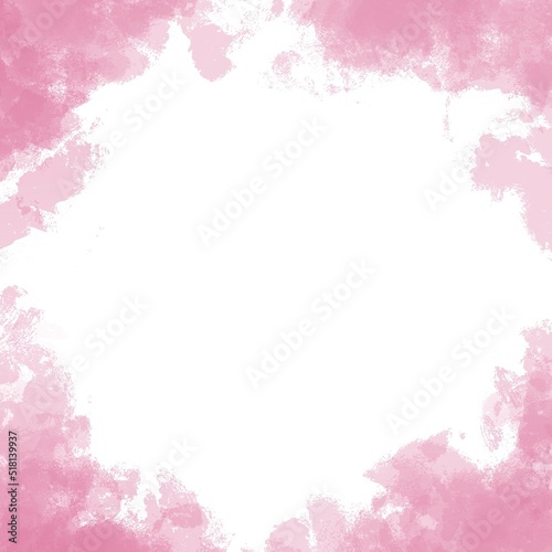 A text frame with watercolor streaks. Watercolor pink background with frame. Background for weddings, invitations, greetings, birthday.