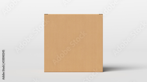 Cardboard box mock up. Square gift box on white background. Front view.
