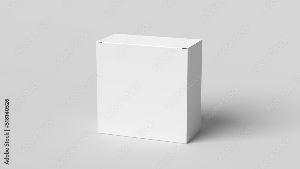 Square box mock up. White gift box on white background. Side view. Square box mock up. White gift box on white background. Side view.