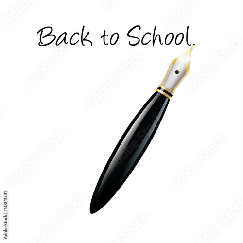 Back to school written with a fountain pen and isolated over a white background. EPS10 vector format. 