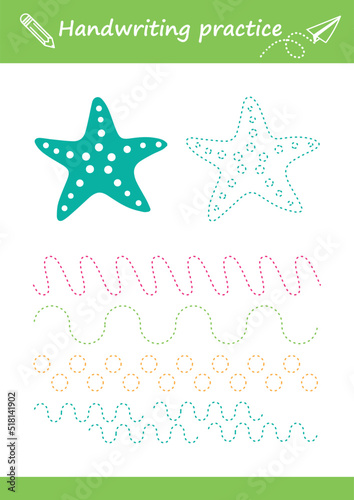 Trace the shapes educational worksheet for kids. 