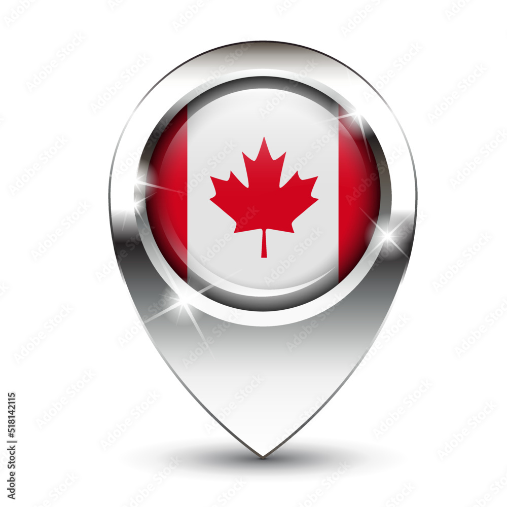 Canada map pin. Shiny button in EPS10 vector format Canada map pin. Shiny button in EPS10 vector format