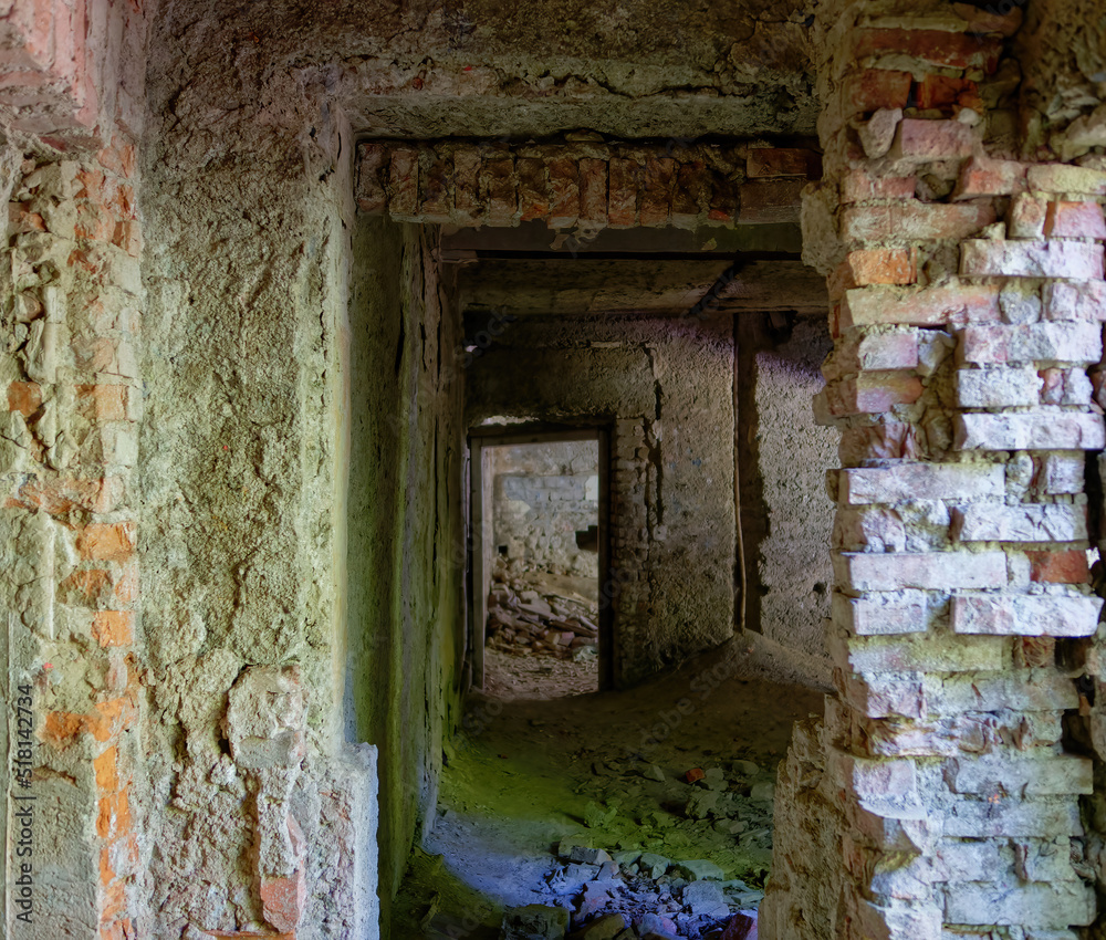 Hallway in the abandoned sanatorium Brestovac on Medvednica, Sljeme, Zagreb, Croatia