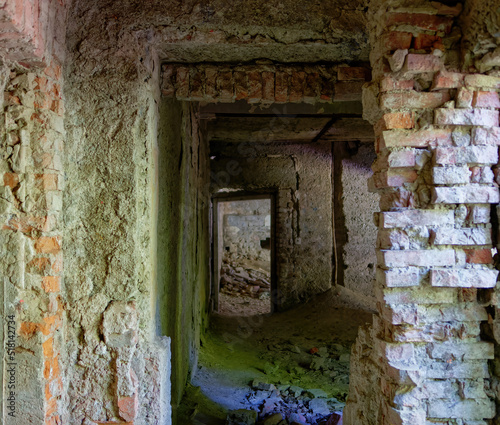 Fototapeta Naklejka Na Ścianę i Meble -  Hallway in the abandoned sanatorium Brestovac on Medvednica, Sljeme, Zagreb, Croatia