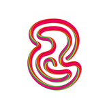 2 number with swirl candy. Vector candy and sugar font for bright logo, your application, sweet identity and more