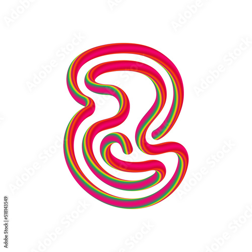 2 number with swirl candy. Vector candy and sugar font for bright logo, your application, sweet identity and more